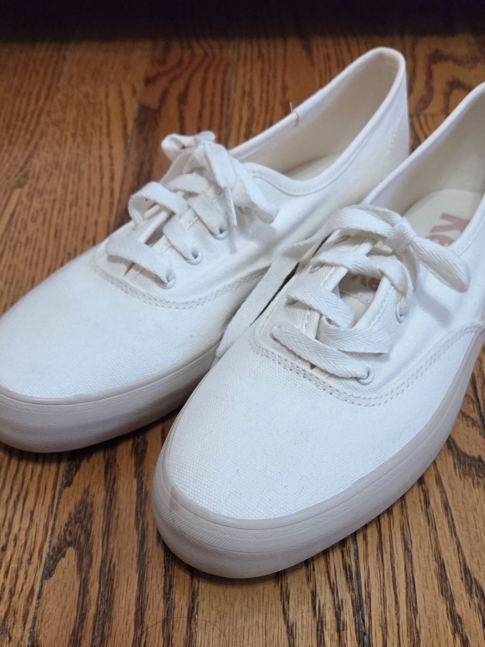 Keds White Canvas Lace-Up Women's Sneakers